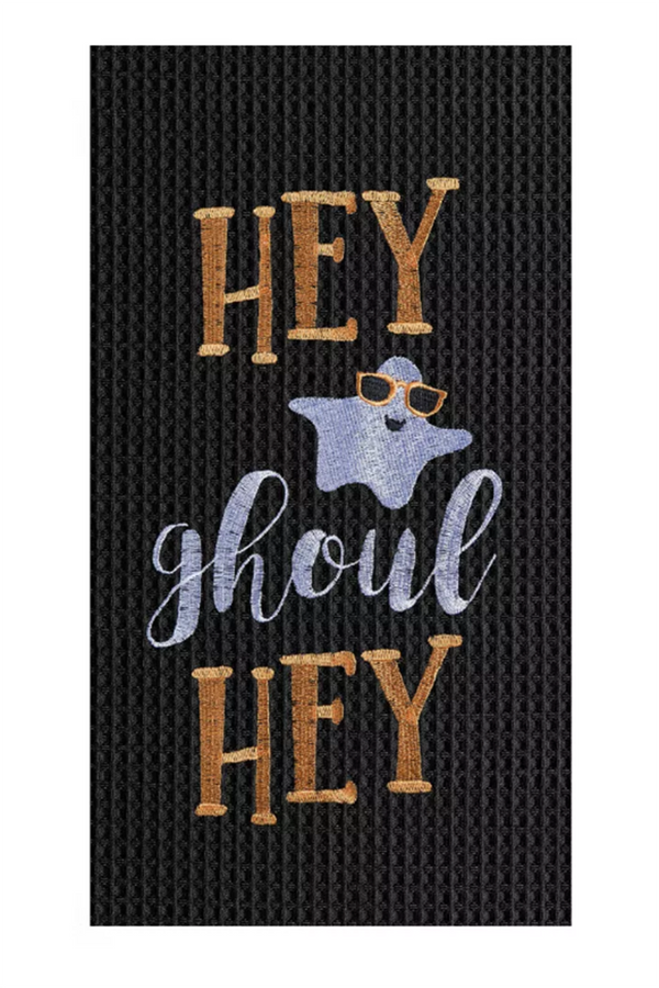 Halloween Waffle Kitchen Towel - Hey Ghoul Hey