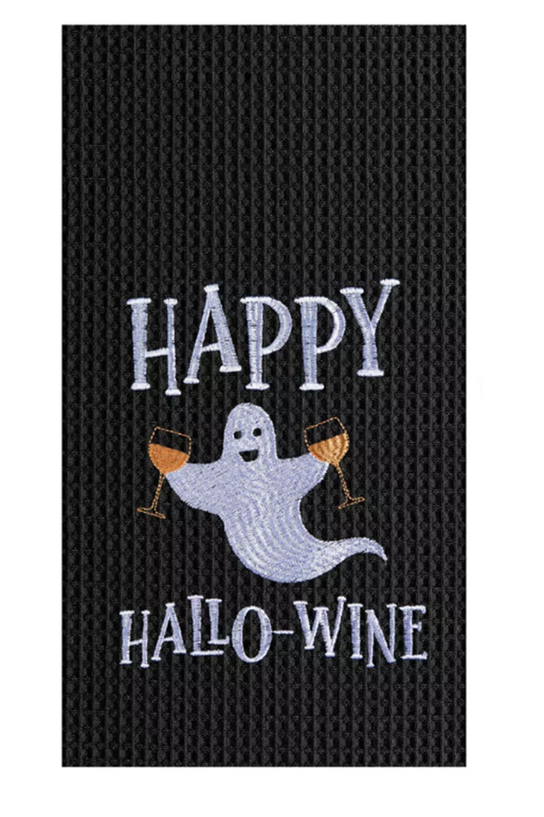 Halloween Waffle Kitchen Towel - Happy Hallo-Wine