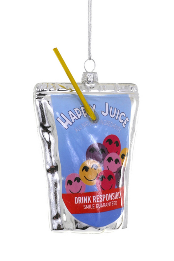 Glass Ornament - Happy Juice Pouch