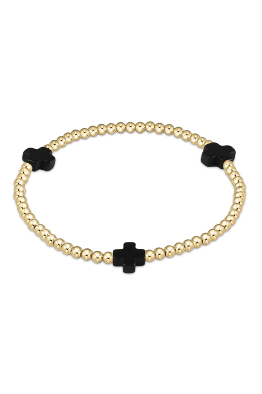 EN Gold Signature Cross Pattern Bracelet 3mm - Onyx