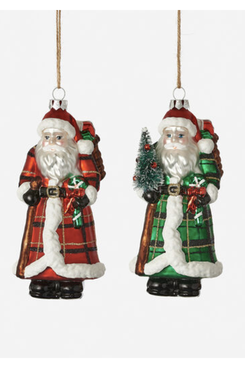 Glass Ornament - Plaid Santa