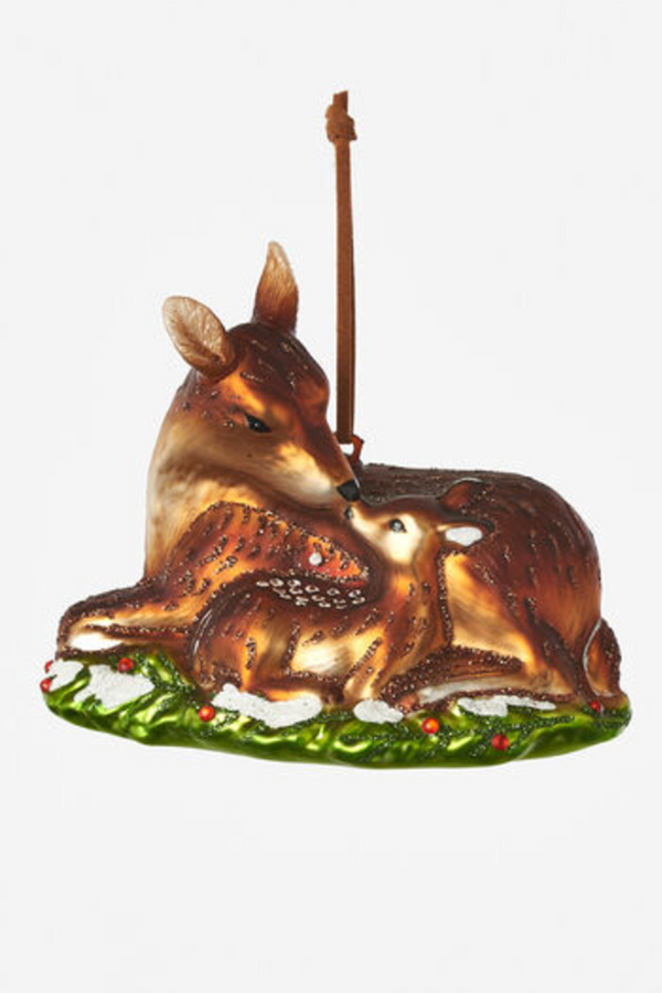 Glass Ornament - Deer with Fawn