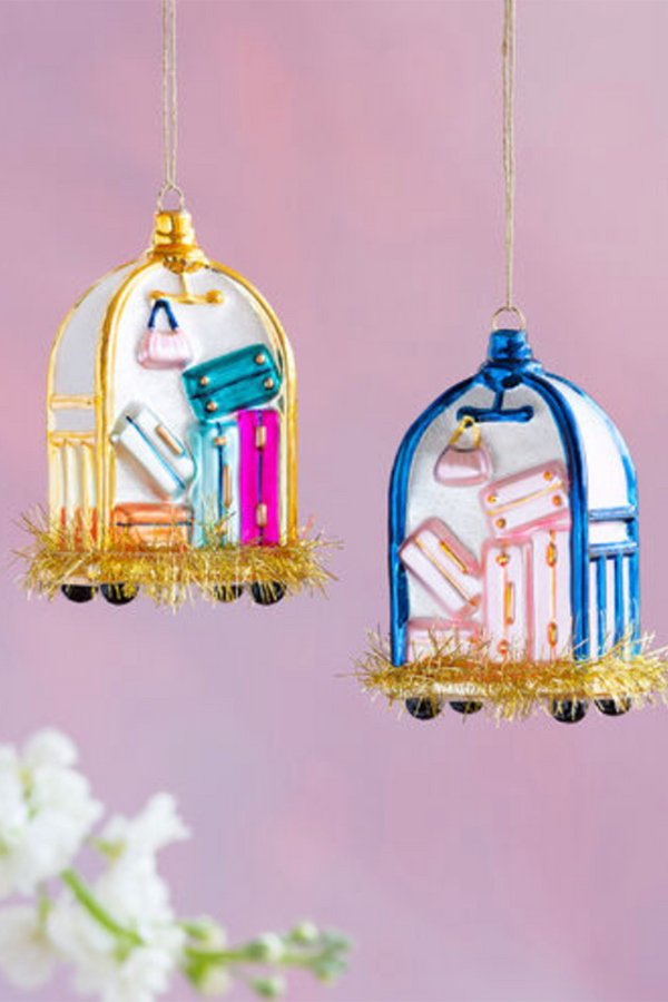 Glass Ornament - Luggage Cart