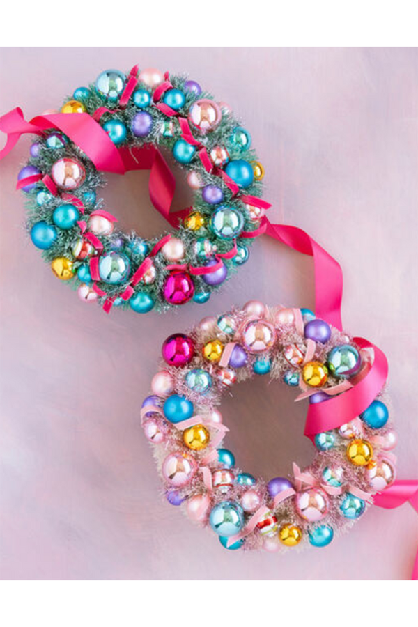 Vintage Pastel Wreath with Ornaments