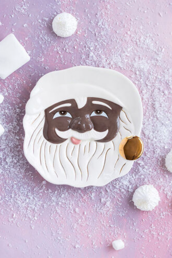 Whimsical Papa Noel Cookie Plate Black