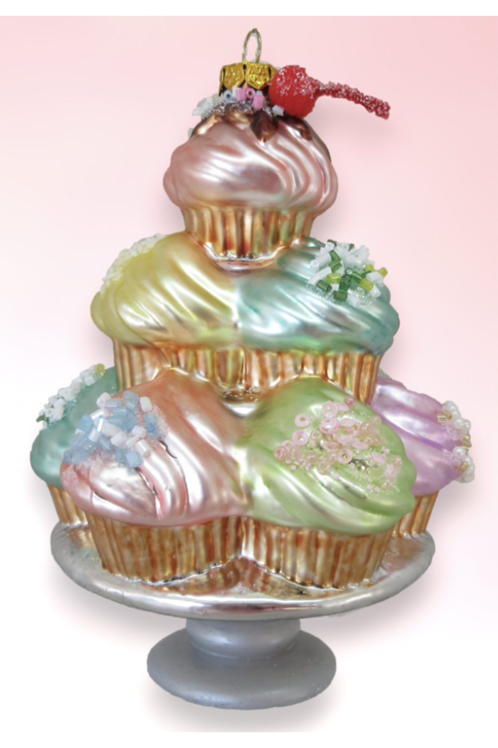 Glass Ornament - Tiered Cupcakes