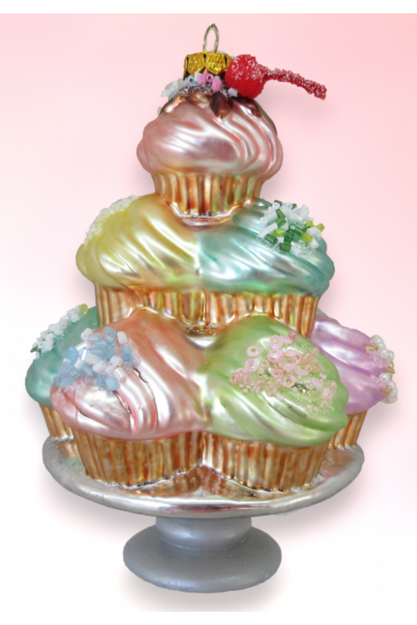 Glass Ornament - Tiered Cupcakes