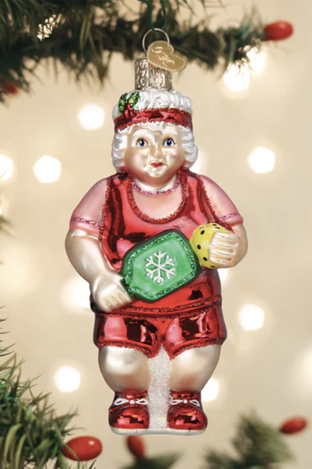 Glass Ornament - Pickleball Mrs. Claus