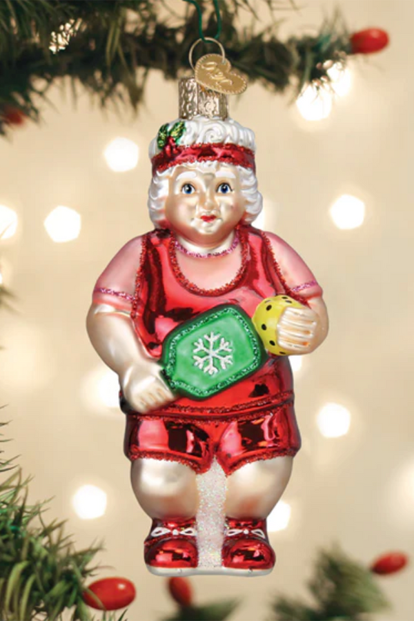 Glass Ornament - Pickleball Mrs. Claus