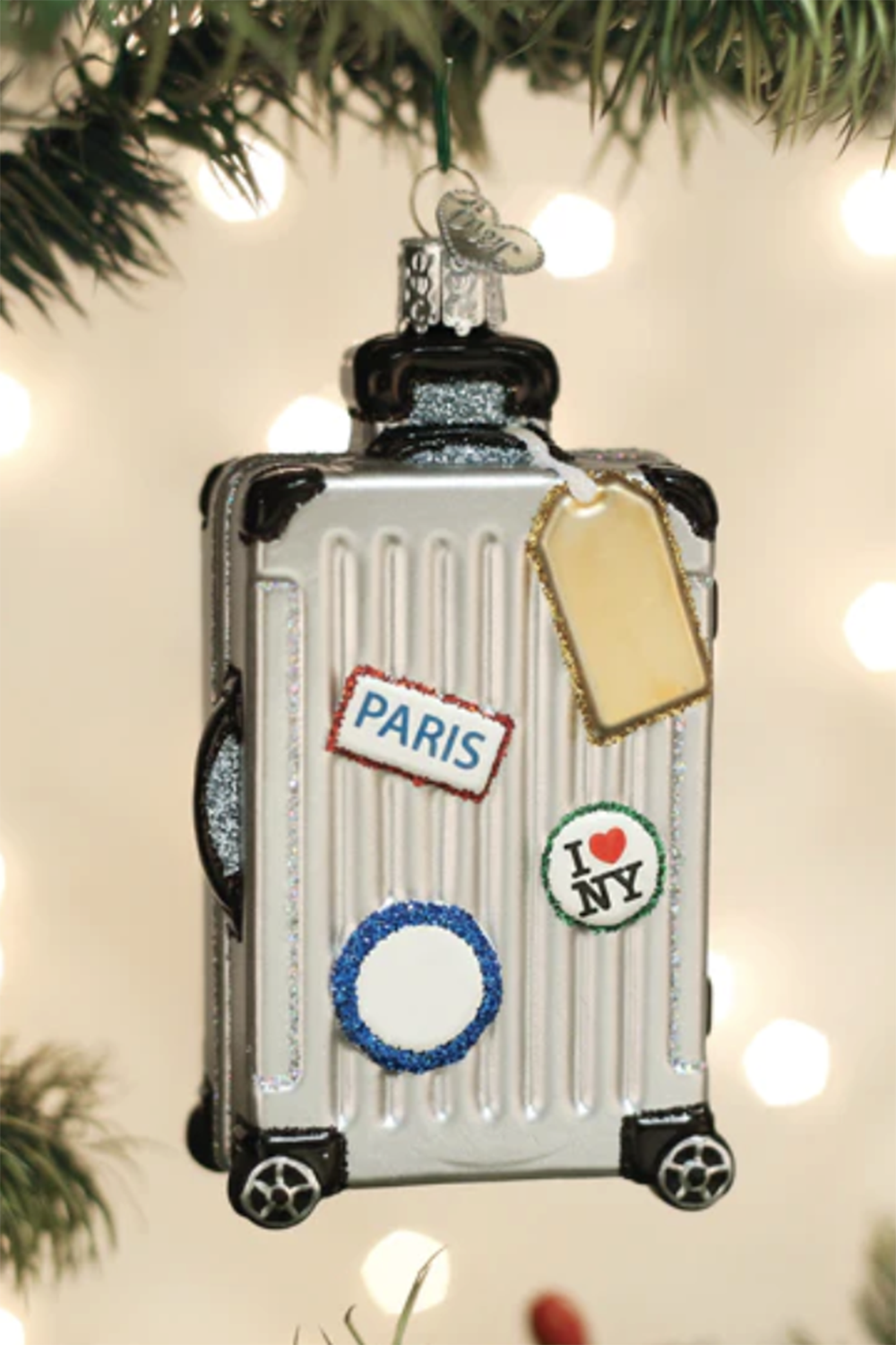 Glass Ornament - Rolling Suitcase