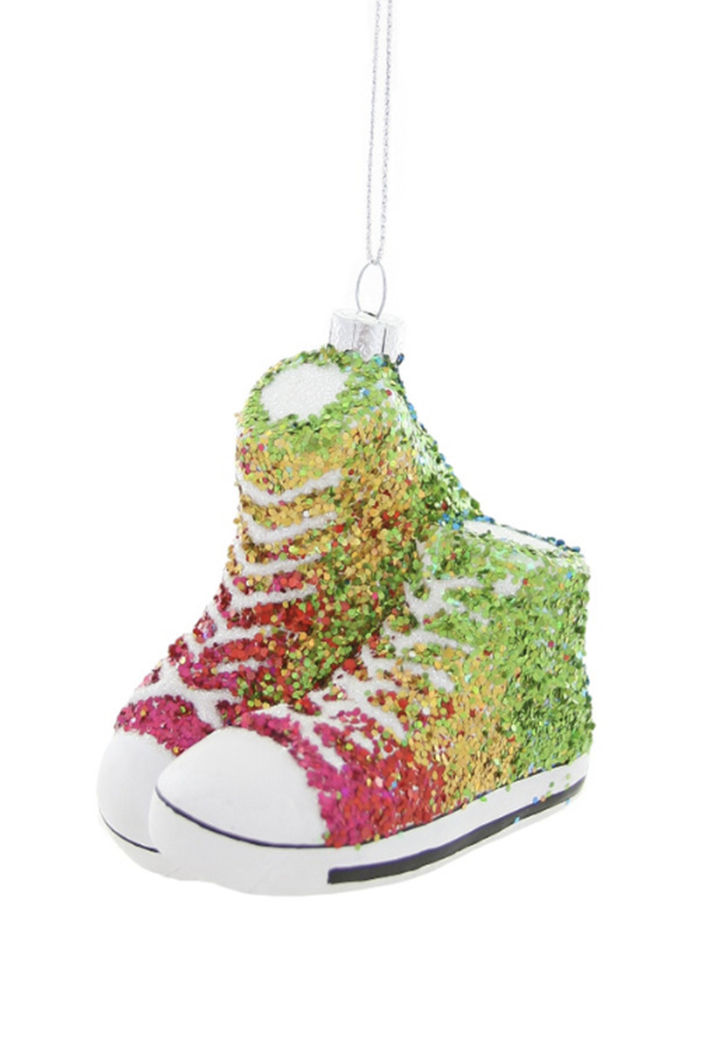 Glass Ornament - Glittered Rainbow Sneaker