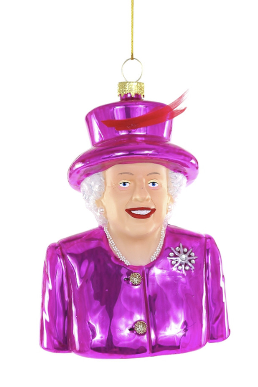 Glass Ornament - Queen Elizabeth II in Pink