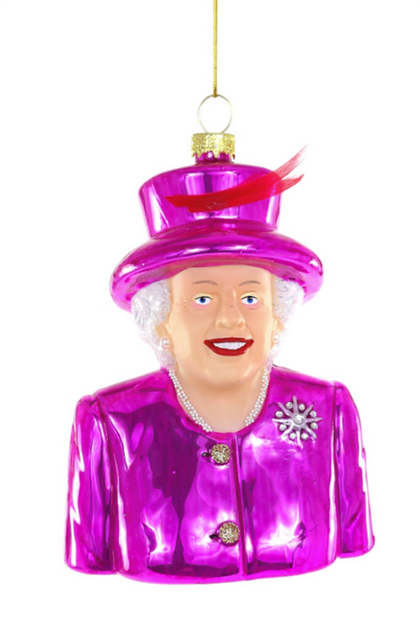 Glass Ornament - Queen Elizabeth II in Pink