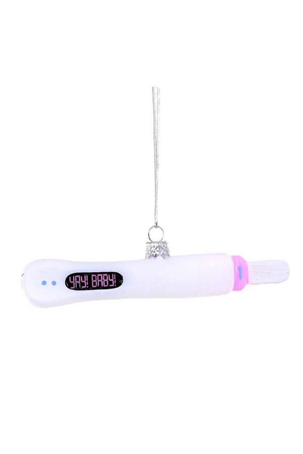 Glass Ornament - Pregnancy Test YAY BABY