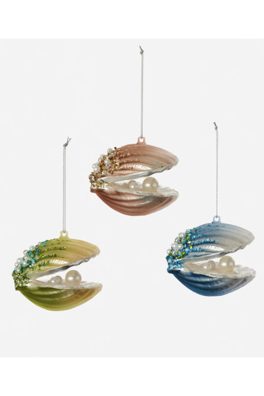 Glass Ornament - Jeweled Clam Shell