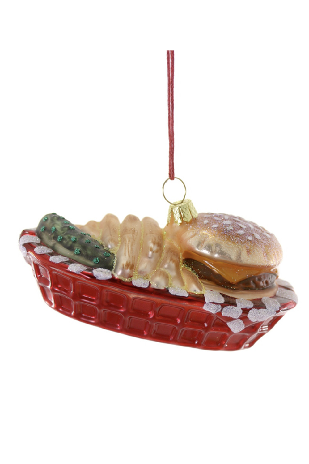 Glass Ornament - Burger Basket