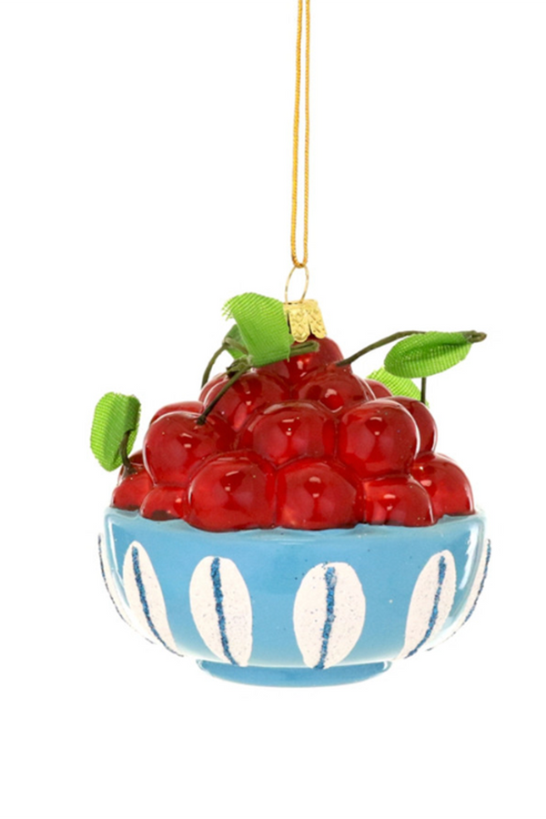 Glass Ornament - Bowl of Cherries