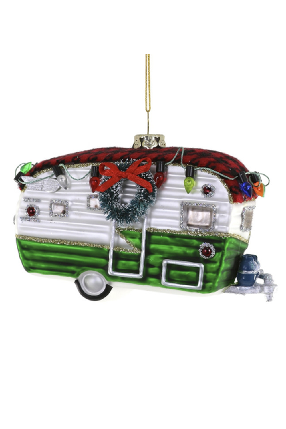 Glass Ornament - Festive Camper