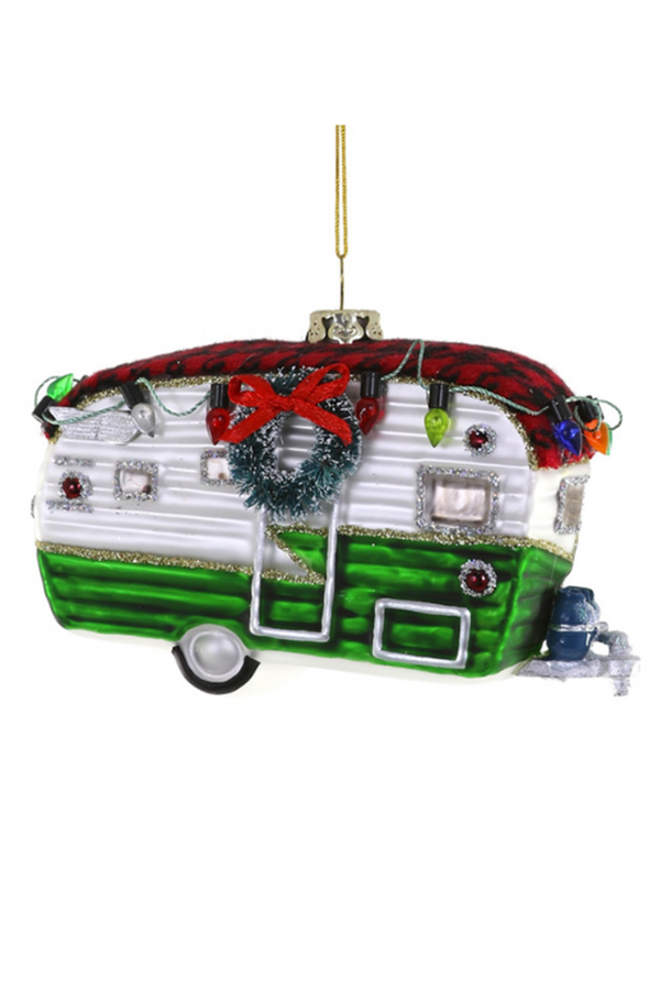 Glass Ornament - Festive Camper