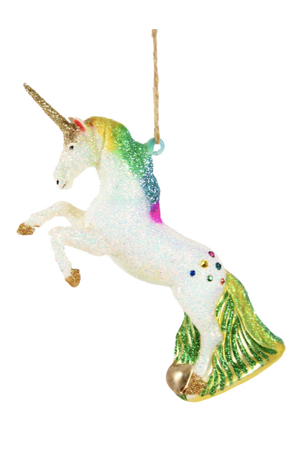 Glass Ornament - Glitter Rainbow Unicorn