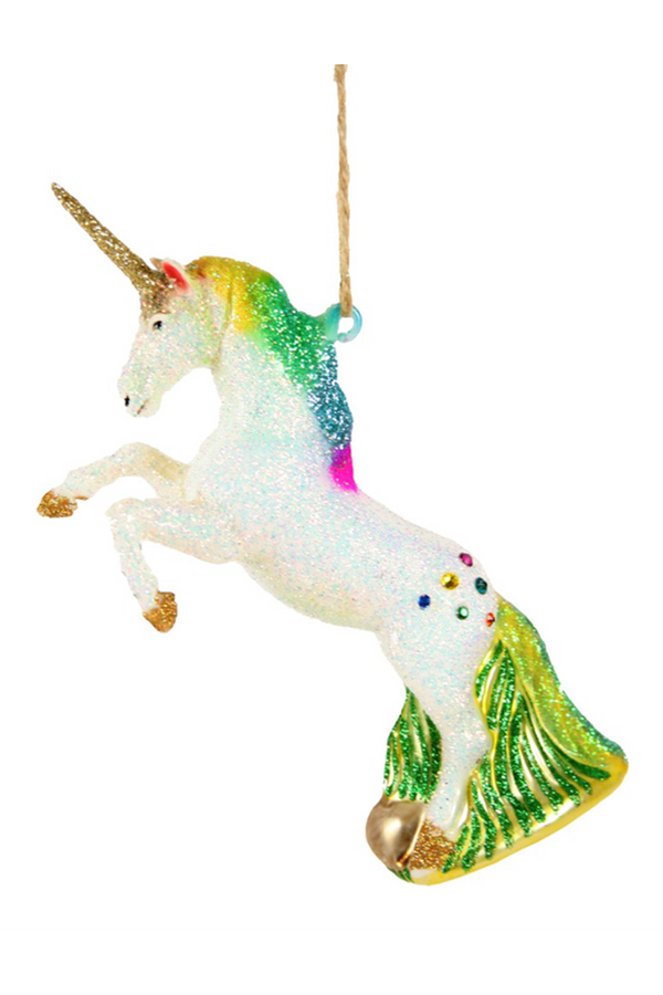 Glass Ornament - Glitter Rainbow Unicorn