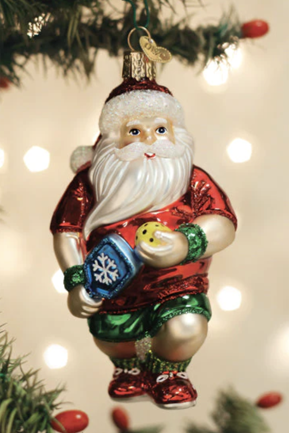 Glass Ornament - Pickleball Santa