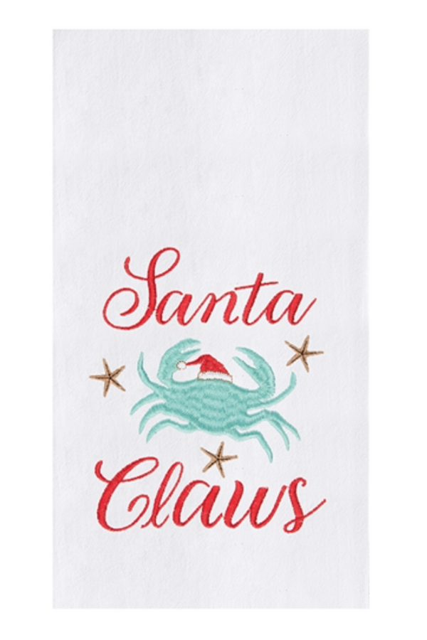 Holiday Flour Sack Towel - Aqua Santa Claws