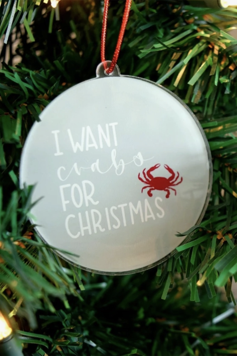 Acrylic Ornament - Crabs for Christmas