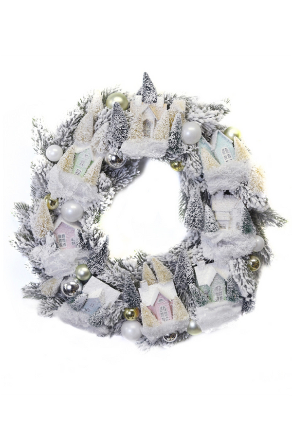 CDY Frosted Village Wreath