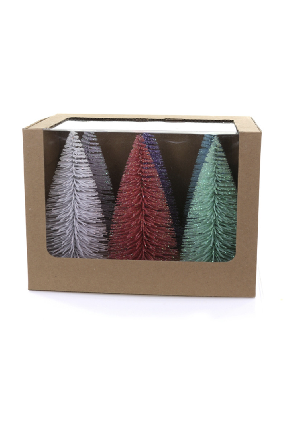 Set of 6 Glitter Trees - Blue/Green