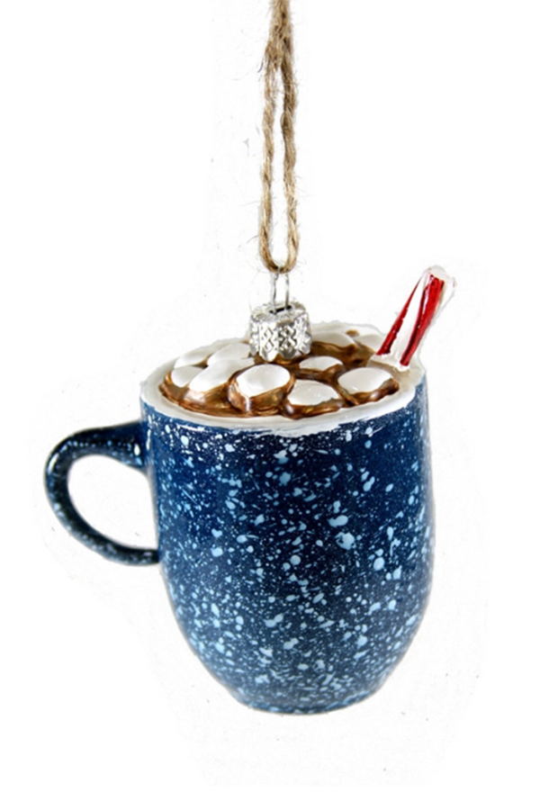 Glass Ornament - Blue Campfire Cocoa Mug