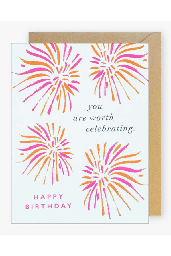 JF Single Birthday Day Card - Bright Fireworks