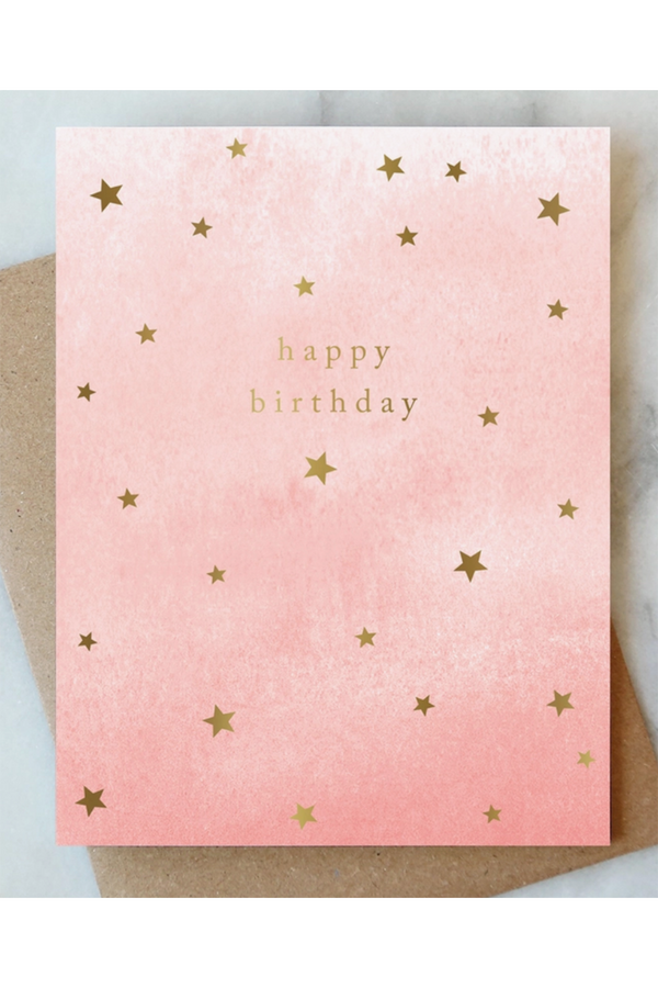 AJD Birthday Card - Soft Blush Stars