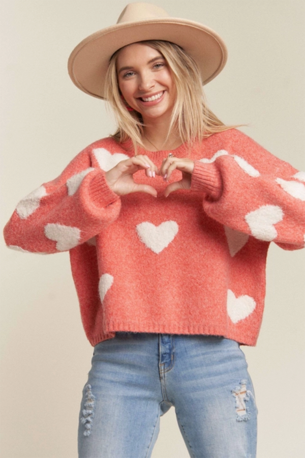 Lovely Heart Sweater - Red