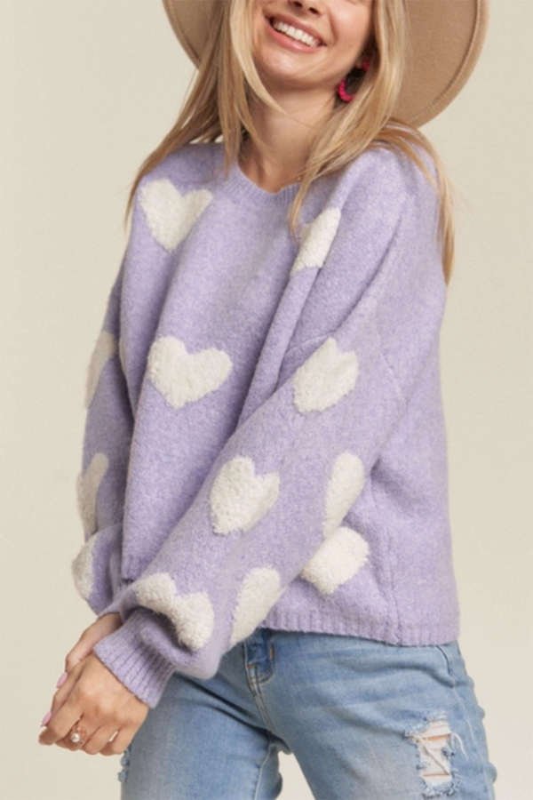 Lovely Heart Sweater - Lavender