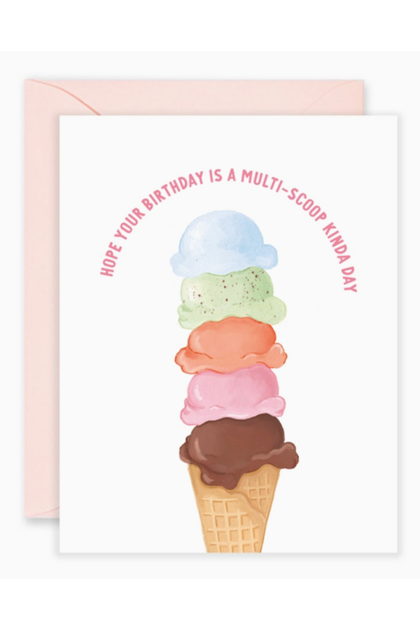 Isabella Single Birthday Card - Multi-Scoop Ice Cream