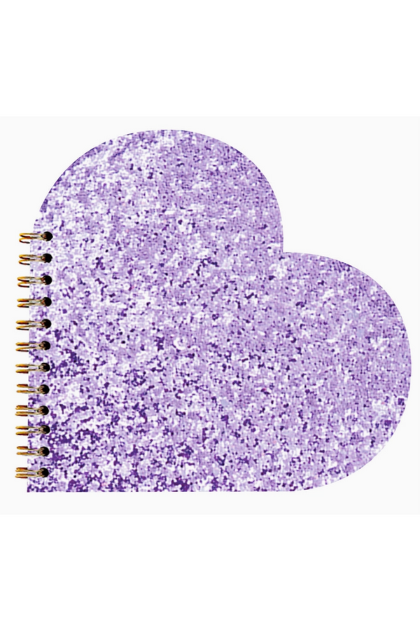 Valentine Notebook - Purple Glitter Heart