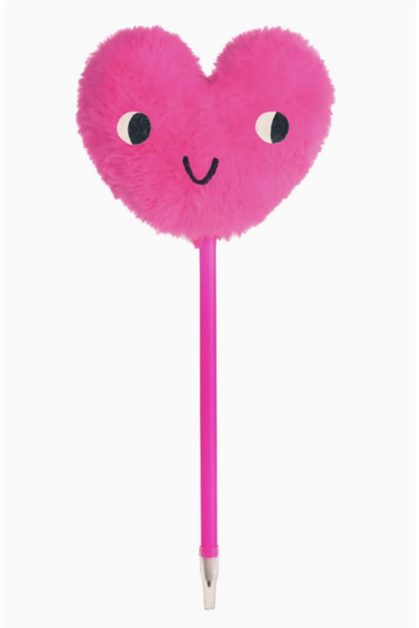 Valentine Pen - Pink Fuzzy Heart