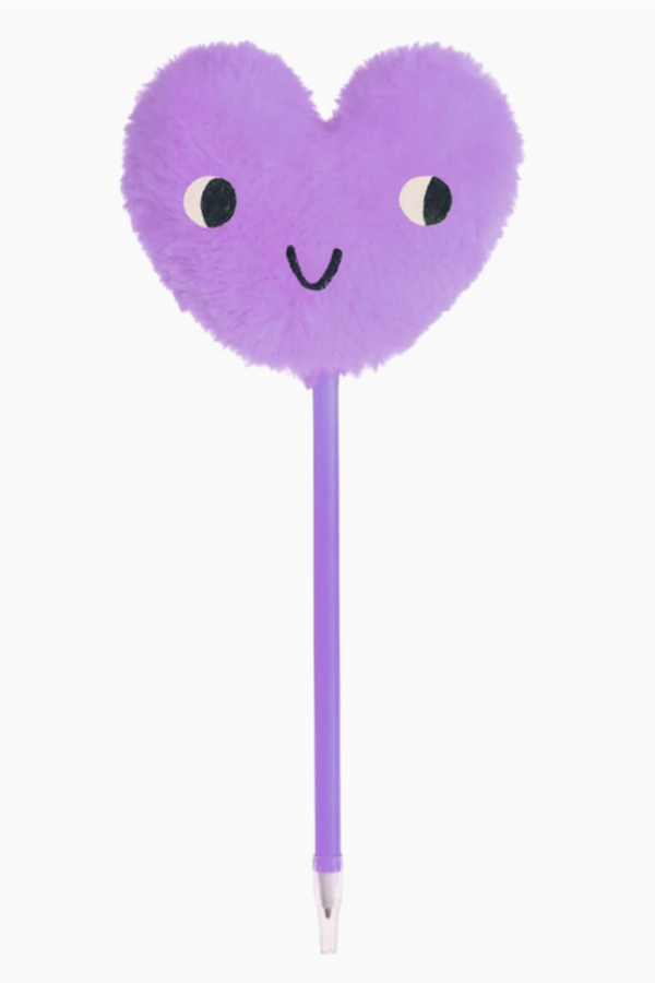 Valentine Pen - Purple Fuzzy Heart
