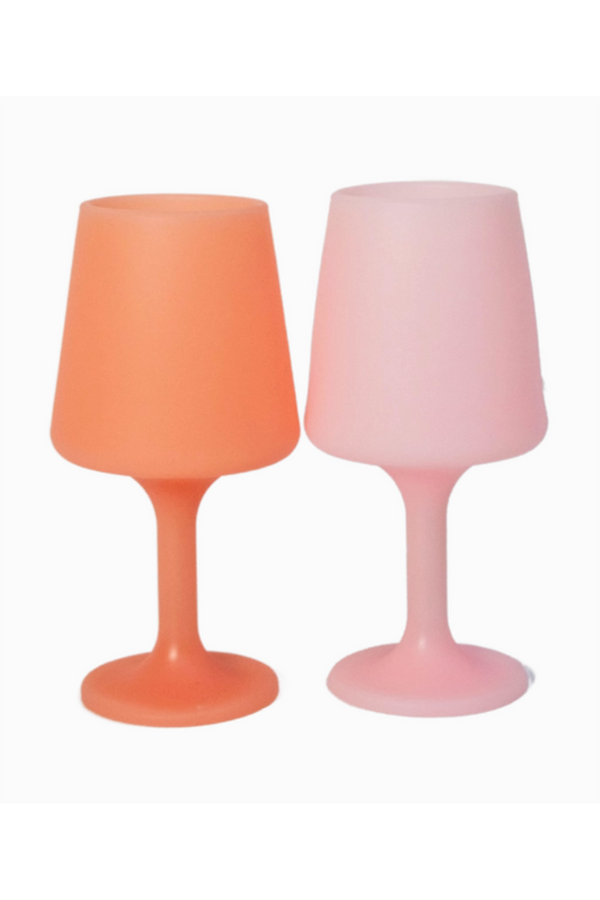 Silicone Wine Glass Set of 2 - TALL Peach / Petal