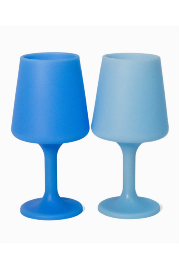Silicone Wine Glass Set of 2 - TALL Sky / Kingfisher