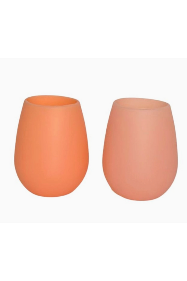 Silicone Wine Glass Set of 2 - STEMLESS Peach / Petal