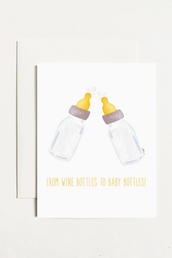 KP Baby Greeting Card - Wine to Baby Bottles
