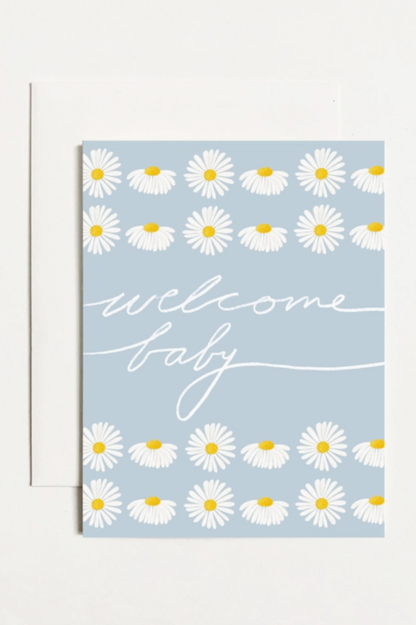 KP Baby Greeting Card - Welcome Blue Daisies