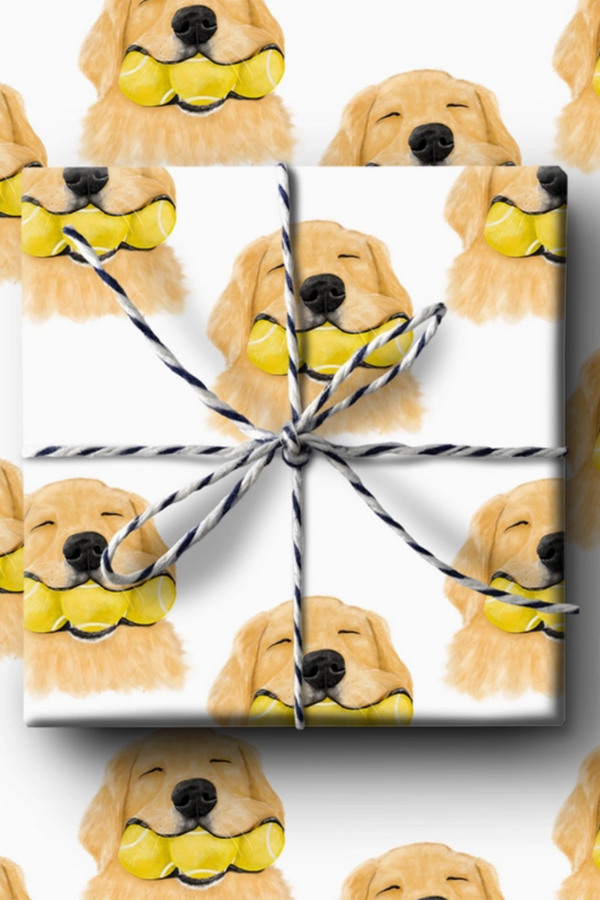 KP Wrapping Paper Sheets - Dogs + Tennis Balls