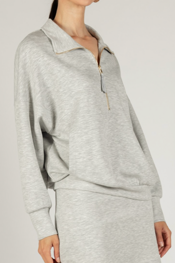 Butter Modal Zip Up Pullover - Heather Grey