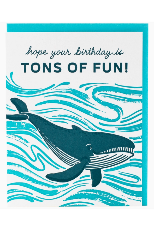 Smudgey Greeting Card - Birthday Blue Whale