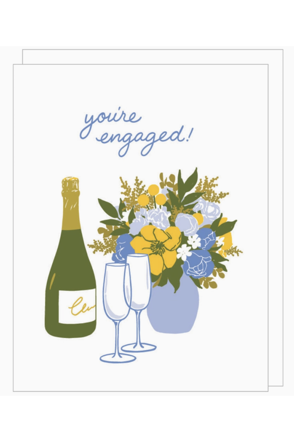 Smudgey Greeting Card - Engagement Champagne Toast