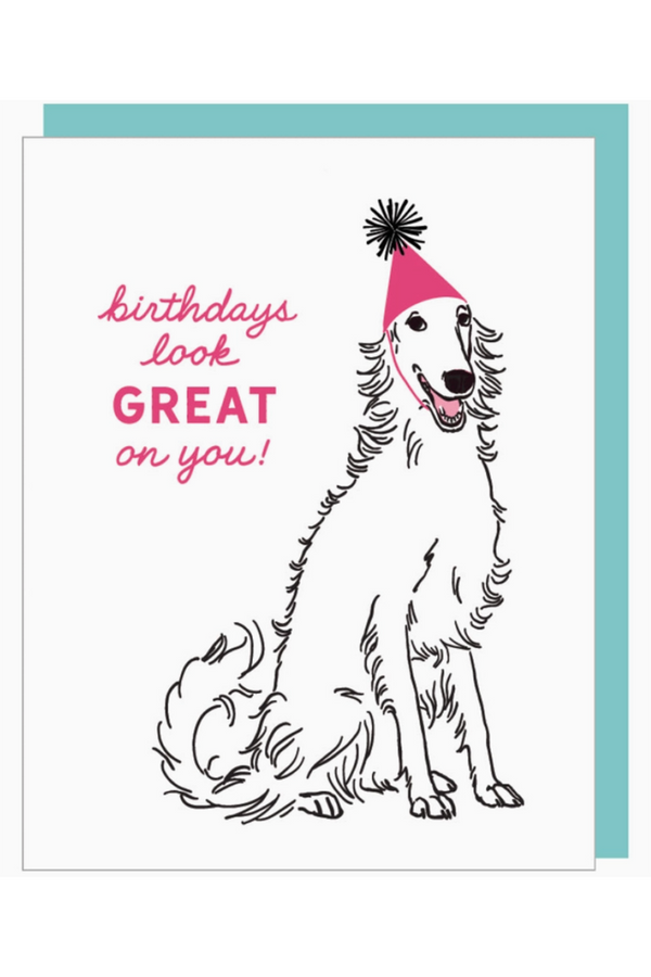 Smudgey Greeting Card - Birthday Good Borzoi