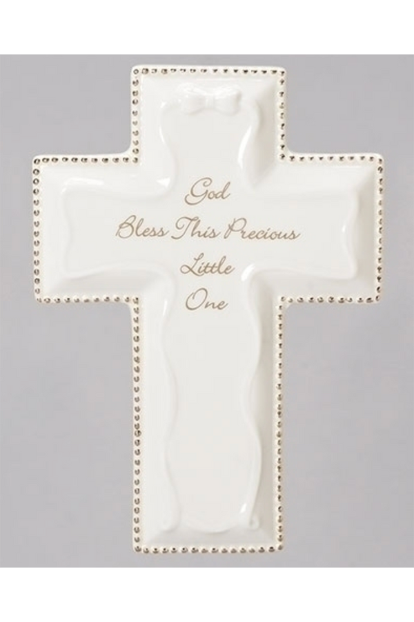 RM God Bless Wall Cross - White